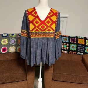 Ivy Jane bohemian denim top XS